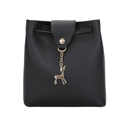 

Fashion Faux Leather Metal Deer Pendant Solid Color Woman Shoulder Crossbody Bag