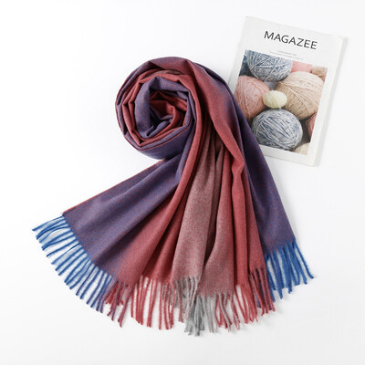 

New gradient color scarf female autumn&winter imitation cashmere thickening wild shawl dual-use warm scarf