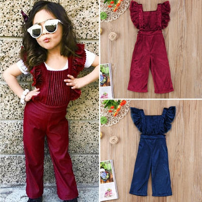 

Toddler Kids Girls Velvet Bib Pants Backless Romper Jumpsuit Outfit Clothes