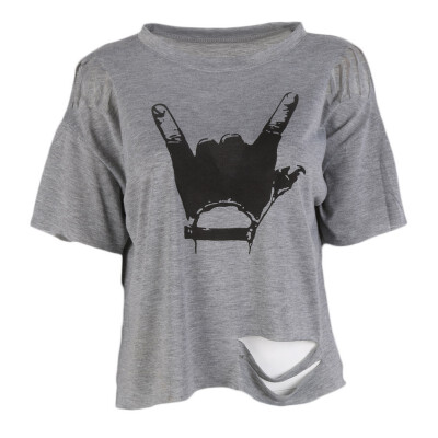 

Summer Women Casual Finger Print T-Shirts Lady Style Short Sleeve O-Neck Tops