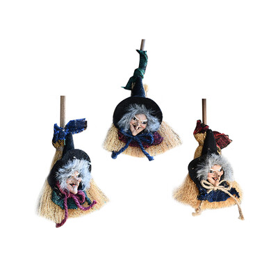

Hanging Broomstick Witch Door Pendant Garden Living Room Ornament Halloween Party Decoration