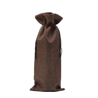 

Rustic Linen Drawstring Wine Bottle Cover Packaging Bag Wedding Party Decor