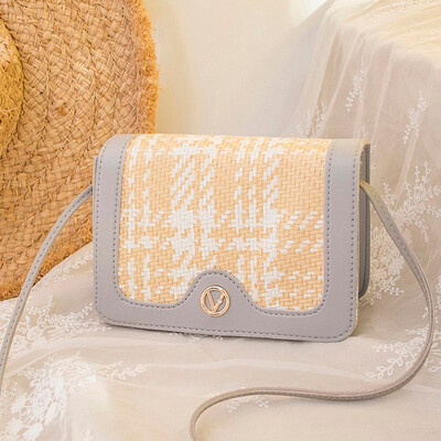 

Tailored Women Straw Patchwork Color Small Backpack Shoulder Bag Small Bag Messenger Bag