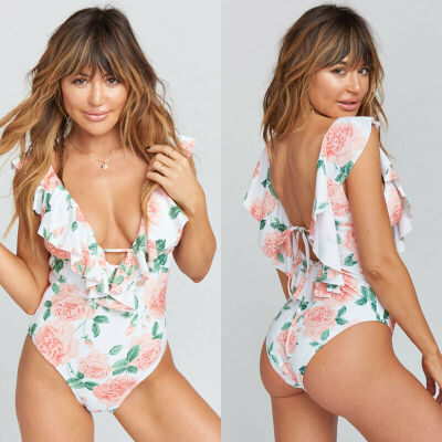 

US Sexy Women One-Piece Floral Swimsuit Swimwear Push-up Bikini Bathing Monokini