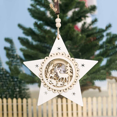 

Siaonvr Christmas Decor Wooden Ornament LED Light Santa Claus Cart Luminous Lamp