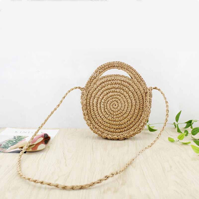 

Woven Straw Round Handbag Retro Rattan Women Shoulder Bag Boho Summer Beach Messenger Bags Fashion Designer Female Handbag Totes