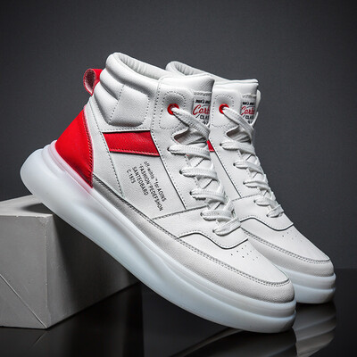 

2019 autumn European station mens trend high-top shoes white shoes trend leisure sports students street dance shoes