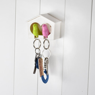 

〖Follure〗Couple Sparrow House Whistle Key chain Keyfob Bird Keyring Family Key Holder