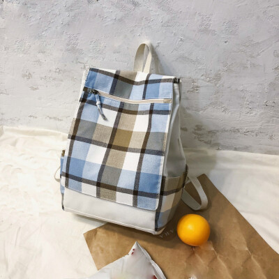 

Canvas Backpack Cute Plaid Backpack Girl Campus Leisure Bag Wild Travel Backpack