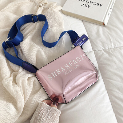 

2019 new laser bag female fashion simple Korean version of the broadband shoulder bag personality letters casual wild Messenger bag