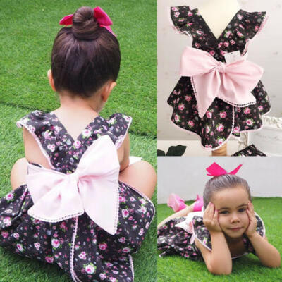 

Canis Toddler Kid Baby Girls Flower Bow Tops Dress Pants Shorts Briefs Outfits