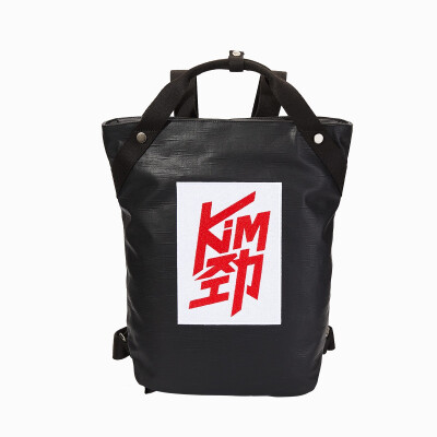 

OIWAS KiM Cool College School Student Black Backpack Canvas Waterproof Daypack Fashion Rucksack Large Bookbag with Unique Design