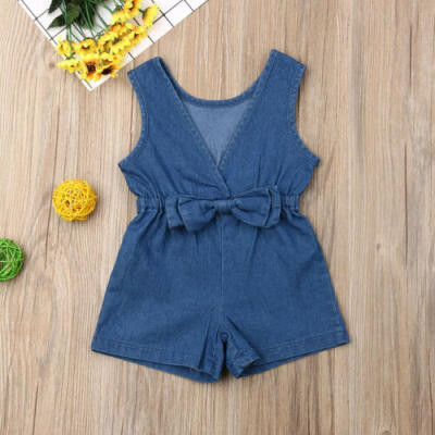 

Toddler Baby Kids Girl Denim Sleeveless Romper Bodysuit Jumpsuit Outfits Clothes