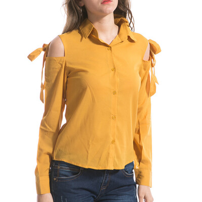 

Starmoon Women Summer Fashion -6XL Casual Loose Solid Shoulder Openwork Bow Blouse Top