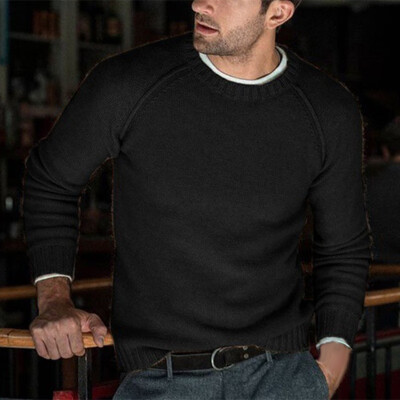 

Men Winter Warm Knitted Long Sleeve Outwear Tops Plus Size Crew Neck Sweatshirts