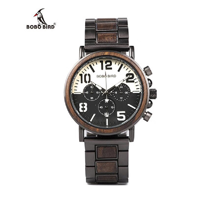 

BOBOBIRD R25-1 Men Quartz Watch Wooden Band Fashion Multifunction Wristwatch 3ATM Luminous Display Chronograph Calendar Date Displ