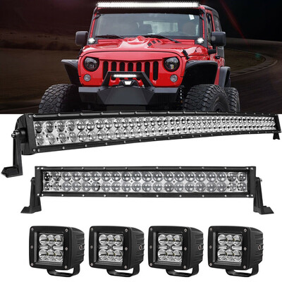 

42Inch LED Light Bar Curved 22in Combo 4" Pods for Ford Jeep SUV Truck Marine