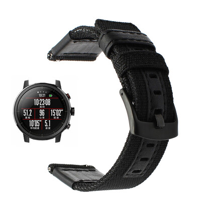 

Sports Leather Nylon Fabric Watch Band Strap For XiaoMi Huami Amazfit 2 Stratos