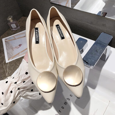 

Pointed Single Shoe Woman Summer Korean Edition Round-heeled Shallow Potato Shoes Chic Fairy Shoes