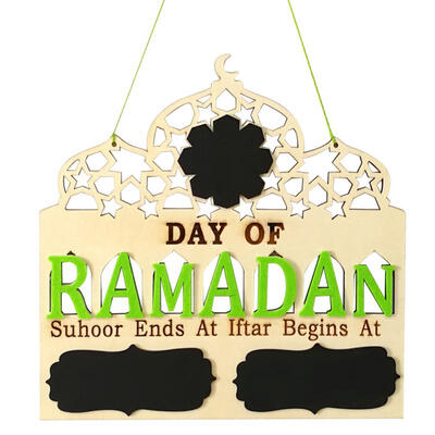 

Greensen Islam Arabic Countdown to EID Mubarak Wooden Hang Message Board Plaque Ornament Decor