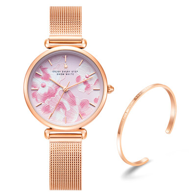 

Disney watches female students junior high school fashion simple waterproof small fresh girl quartz watch ins winds sound with the same petal face watch new T1161RG
