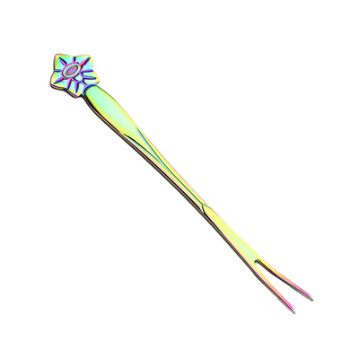 

Toponeto Colorful Flower Stainless Steel Fruit Fork Two Tooth Dessert Fork Home Kitchen