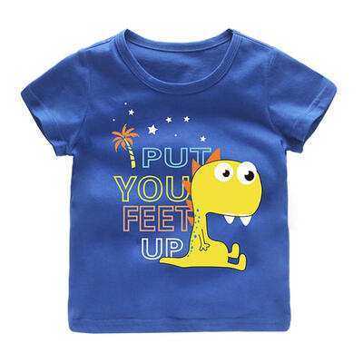 

Summer Boys Cartoon Dinosaur O-Neck Basic T-shirt Cute Children Casual Tops