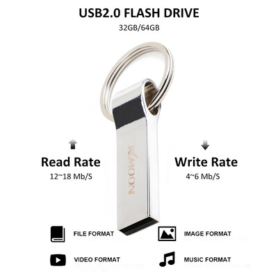 

KKMOON CW10058 Flash Memory Stick Pen Drive Zinc Alloy USB Flash Drive 64GB32GB Capacity USB 20 with Portable Key Ring