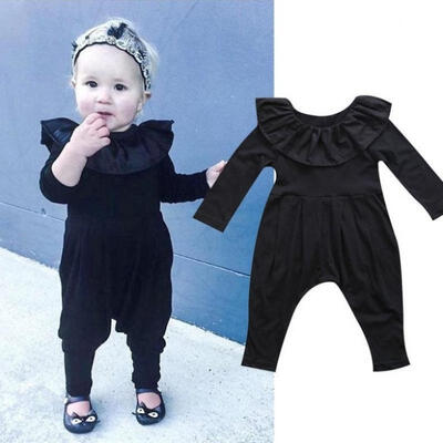 

Newborn Infant Baby Girls Ruffle Collar Long Sleeve Romper Pants Clothes Outfits