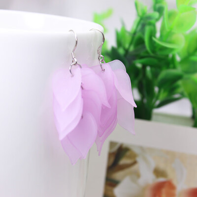 

2019 summer style new fashion brand acrylic leaves long drop earrings candy color gift earrings