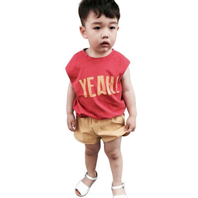 

Summer Boys Vest T-Shirt Printed Sleeveless O-Neck Cotton Children Tee Tops