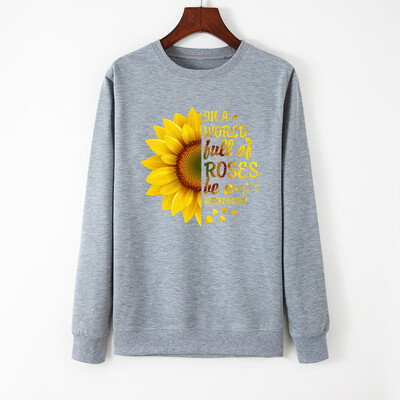

Tailored Women Long Sleeve Sunflower Print Loose Sweatshirt Automn&Winter Blouse
