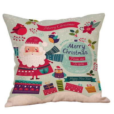

Siaonvr Cotton Linen Christmas Santa Claus Tree Zipper Closure Pillow Case Throw Cushion