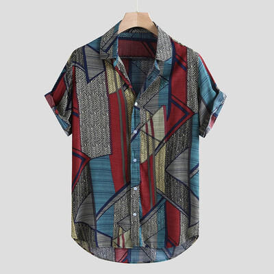 

Toponeto Mens Ethnic Style Summer Short Sleeve Loose Buttons Casual Shirt Blouse Tops