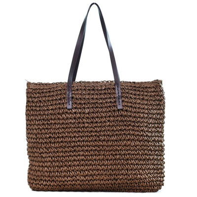 

Fashion Women Straw Woven Large Capacity Zipper Summer Beach Tote Shoulder Bag