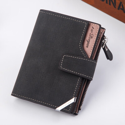 

Tailored Men Fashion Solid Color Cross Pattern Hasp Multi Card Position Wallet BK