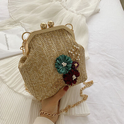 

Tailored Womens Fashion Retro Woven Shoulder Bag Floral Handbag Woven Bag Beach Bag