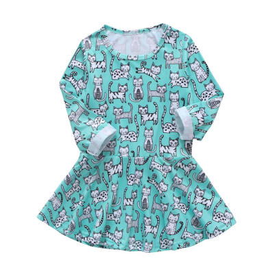 

Baby Girls Dress Summer Fruit Cherry Long Sleeve Casual Princess Sundresses