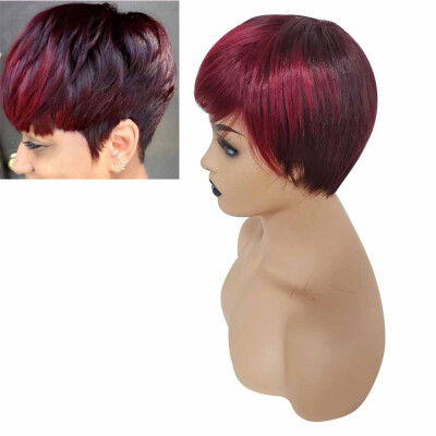 

Gobestart Black Women Natural Party Cosplay Red Short Wave Sexy Curly Wavy Synthetic Wigs