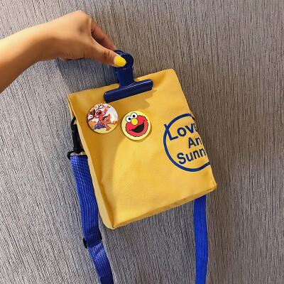 

Cute cartoon wild shoulder slung small square bag female 2019 new casual fashion letters Sesame Street canvas bag