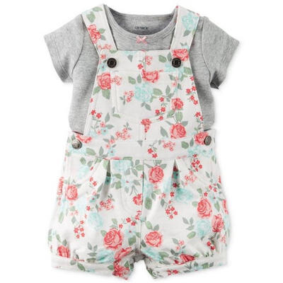 

2pcs Infant Baby Girls Carters T-shirt Floral Romper Bodysuit Jumpsuit Outfits Casual