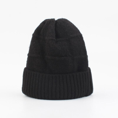 

Women Knitted Hat Solid Color Wool Blends Stripe Ribbed Trim Casual Cool Warm Autumn Winter Beanies