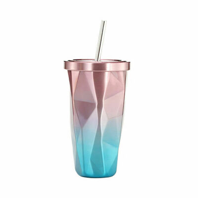 

500ML Stainless Steel Mug Fashion Travel Accompanying Cup Coffee Cup Straw