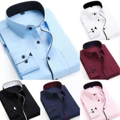 

Luxury Mens Stylish Casual Dress Shirt Slim Fit T-Shirt Long Sleeve Formal Tops