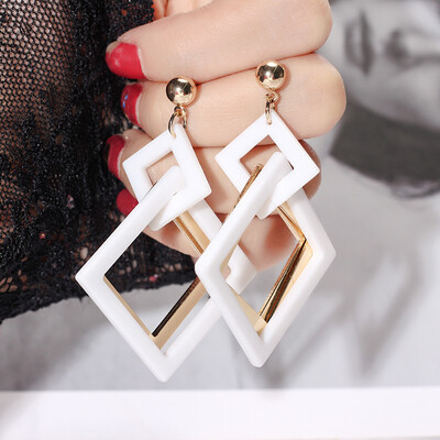 

2019 latest design brand creative acrylic geometric square earrings generous minimalist earrings gifts for women