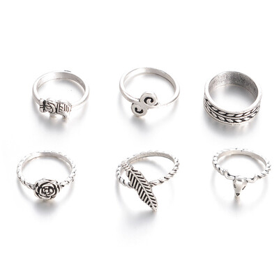 

Gemstone Ring Scallop Supplies Word Joint Turtle Crown Wings Necessaries Casual 10PCS Ring Set