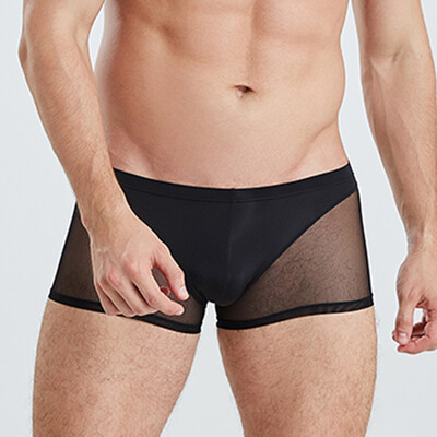

Mens Sexy Breathable Underwear Underpants Boxer Mesh See Through Shorts Briefs