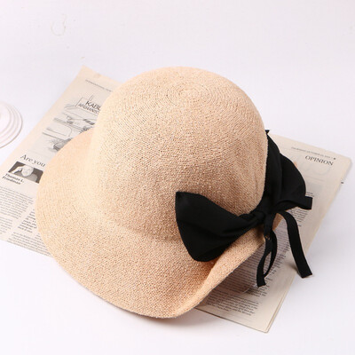 

Simple 100-hued pure-color fisherman hat for women in spring&summer new Korean fashion leisure bow bow eaves basin hat