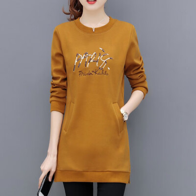 

Fashion Trend Embroidered Letter Long Pullover Korean Style Round Neck Long-sleeved Sweatshirt femme