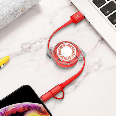 

Retractable Charging Cable Lightning MicroUSB 2-in-1 21A USB Charging Cable For Huawei Xiaomi 33ft-1m